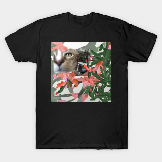 Happy Jack Cat and the Christmas Cactus T-Shirt by trishaclarkin